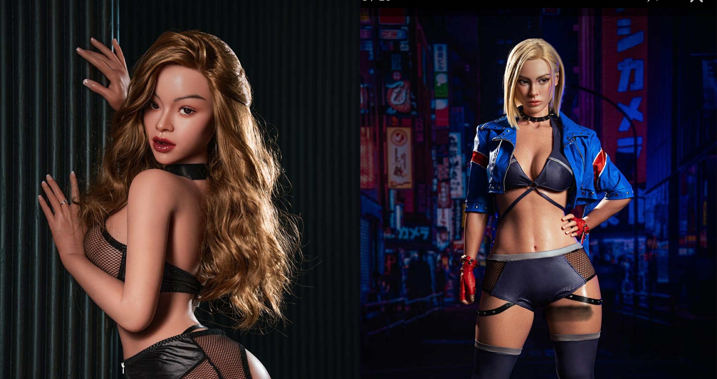 two women, one a lady of the night. one a cyber punk blond